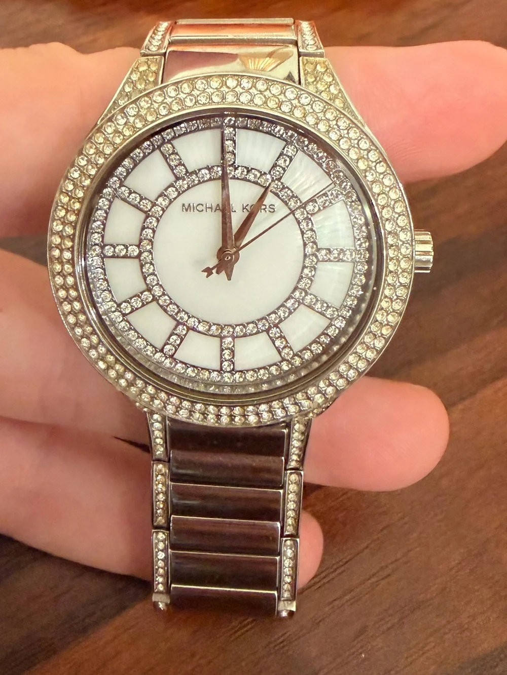 Michael Kors Silver-Tone Crystal Accent Bracelet Watch